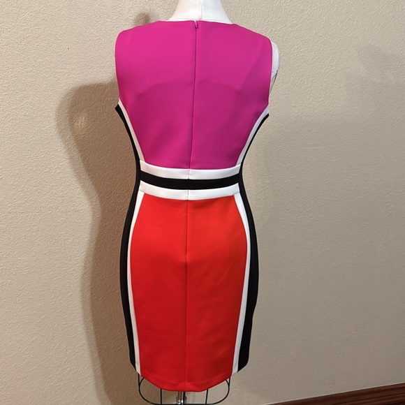 #551 👑 NWT Calvin Klein Dress Size 10 Red Black White and Pink - Picture 2 of 5